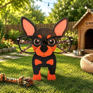 3D Printed Miniature Pinscher Glasses Holder | Min Pin Art Print | Custom Pet Lover Gift | Small Dog Décor