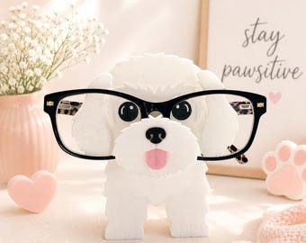 3D Printed Maltese Dog Glasses Holder | Desk Decor Gift