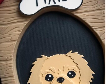Gepersonaliseerde pekinees sleutelhangerset met hondenhokdisplay, magnetische bedel, gepersonaliseerd cadeau koosnaampje