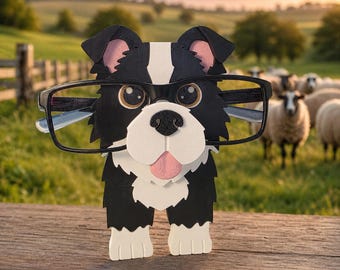 3D Printed Border Collie Eyeglass Holder with Storage: Dog Lover Gift