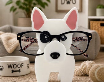 3D Printed Bull Terrier Glasses Holder: Dog Lover Gift