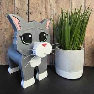 3D Printed Cat Glasses Holder – Features Big Dilated Soulful Eyes, Cute Eyeglass Stand, Fun Desk Gift for Cat Lovers and Owners