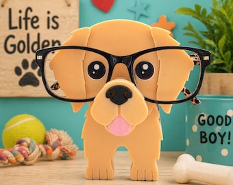 3D Printed Golden Retriever Glasses Holder: Desk Organizer, Dog Lover Gift