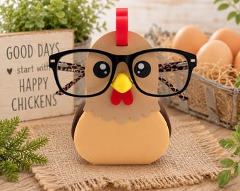 3D Printed Chicken Eyeglass Holder – Funny Farmhouse Glasses Stand – Chicken Lover Gift – Desk Organizer