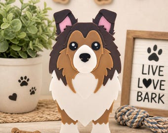 3D Printed Rough Collie Dog Glasses Holder: Desk Organizer Gift