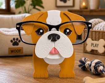 3D Printed Bulldog Glasses Holder: Desk Organizer for Dog Lovers