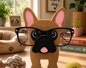 3D Printed French Bulldog Version 2 Glasses Holder – Desk Organizer, Frenchie Lover Gift