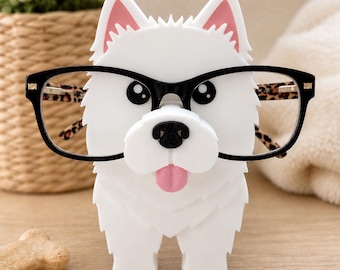 Samoyed Dog Eyeglass Holder – 3D Printed | Desk Accessory | Gift for Dog Lovers