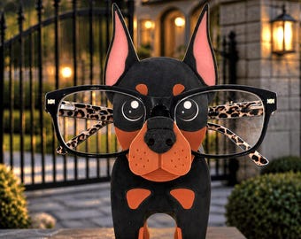 Porta-óculos em formato de Doberman impresso em 3D | Decoração de mesa, presente para amantes de cães