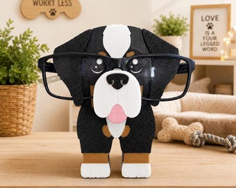 3D Printed Bernese Mountain Dog Glasses Holder: Desk Organizer, Dog Lover Gift