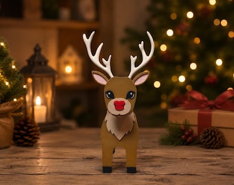 Red or Black  Nose Reindeer, Deer, Elk Glasses Holder | Christmas Eyeglass Stand