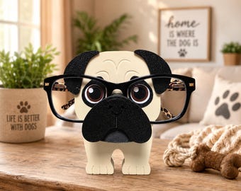 3D Printed Pug Glasses Holder – Desk Organizer, Dog Lover Gift