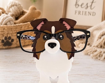 3D Printed Sheltie (Shetland Sheepdog) Dog Glasses Holder: Desk Organizer Gift