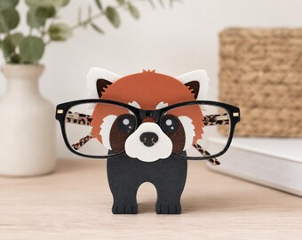 3D Printed Red Panda Glasses Holder | Animal Eyeglass Stand, Desk Decor