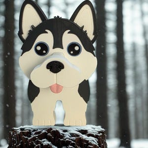 3D-geprinte Siberische husky-brilhouder – leuke lenzenvloeistofstandaard, leuke bureauopberger, perfect handgemaakt cadeau voor husky-eigenaren en hondenliefhebbers