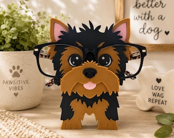 3D Printed Yorkshire Terrier Glasses Holder Version 2: Desk Organizer for Yorkie Lovers