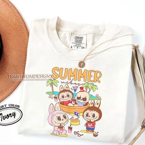 Comfort Colors® Cute Labubu Bunny Summer Shirt | Kawaii Cartoon Graphic Tee | Colorful Hello Summer T-Shirt | Vacation Beach Outfit