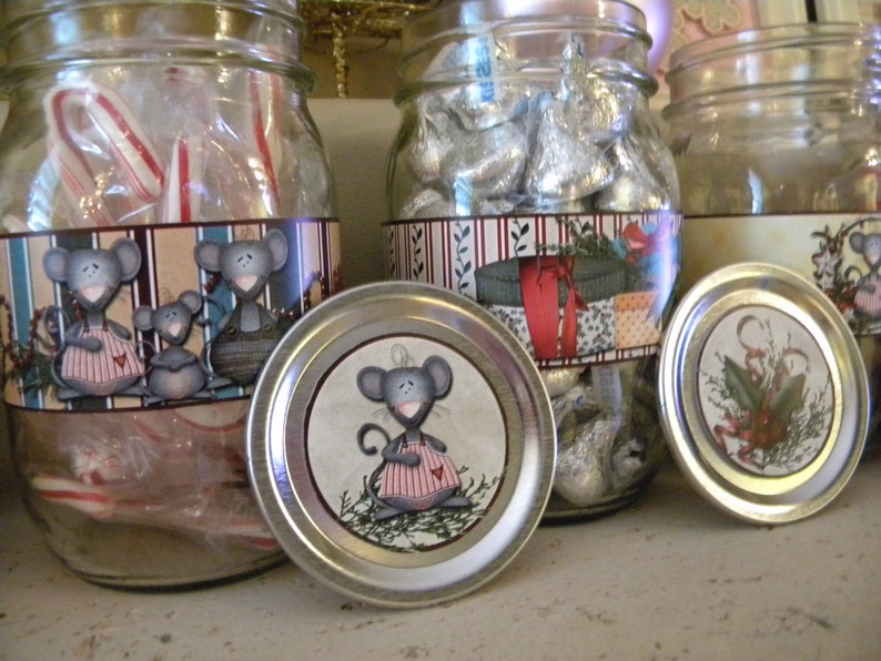 Printable Christmas Jar Wraps and Tops SET 2 Etsy
