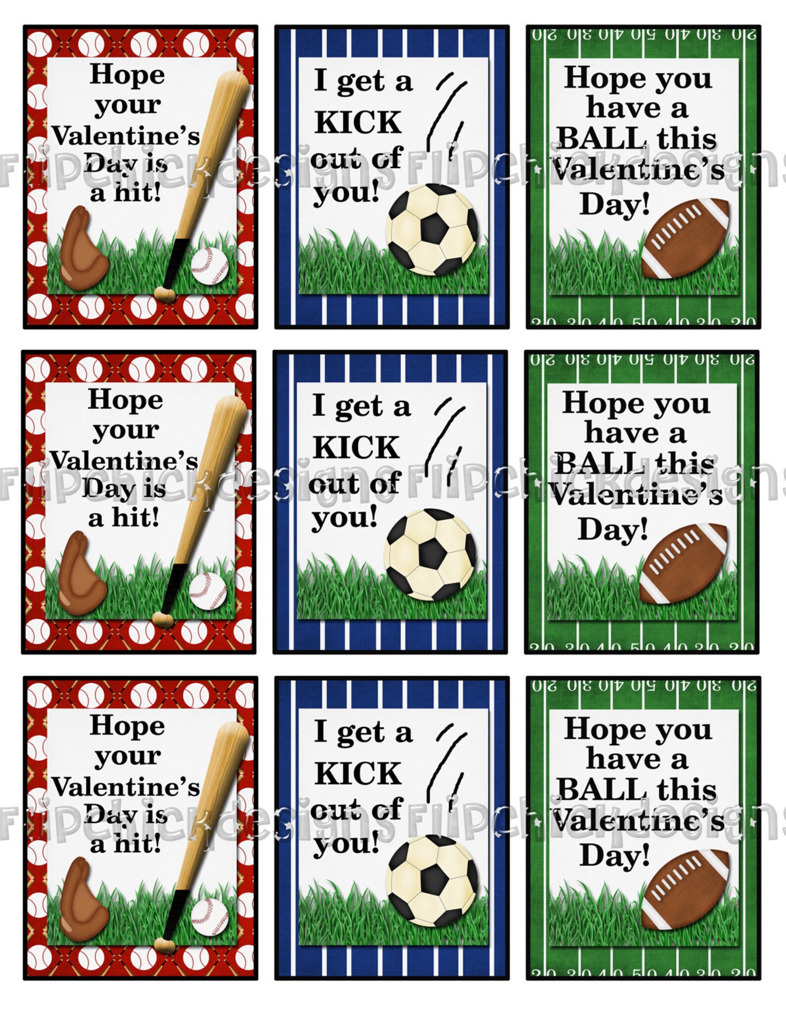 sports printable valentine cards etsy
