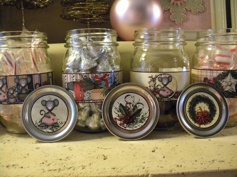 Printable Christmas Jar Wraps and Tops SET 2 Etsy