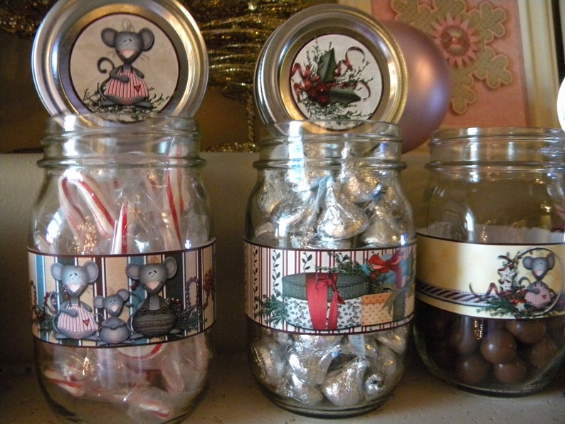 Printable Christmas Jar Wraps and Tops SET 2 Etsy