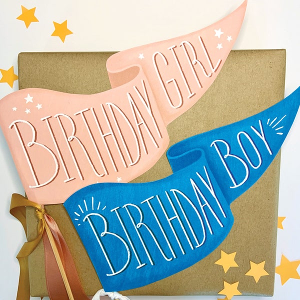 Printable Pennant Flag | Birthday Banner | Birthday Girl | Birthday Boy