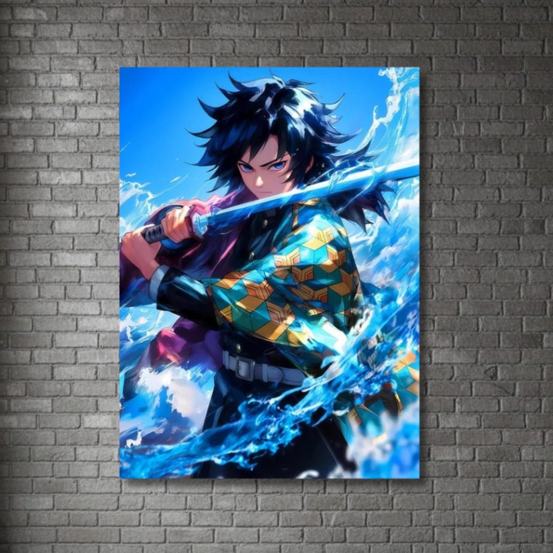 Giyu Tomioka Cotton Wall Art, Demon Slayer Anime Poster - Etsy