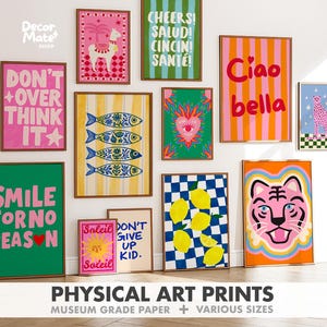 Dopamine Decor Physical Print, Eclectic Retro Gallery Wall Art, Vibrant Pink Green Posters