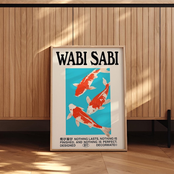 Wabi Sabi Koi Fish Matte Poster, Minimalist Wall Art, Home Decor, Japanese Aesthetic Print, Gift for Art Lovers, Japanese Zen Art