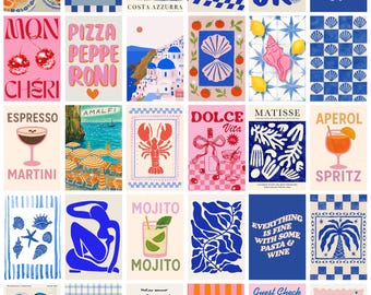 30pcs La Dolce Vita Digital Prints 4x6, Dopamine Kitchen Wall Art, Italian Summer Wall Collage, Food & Drink Posters, Digital Download