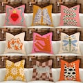 Eclectic Pink Orange Pillowcase, Earth Tone Whimsical Folk Art Cushion, Dopamine Decor, Maximalist Throw Pillows, Colorful Vibrant Accents
