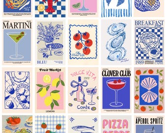 La Dolce Vita Digital Prints 20pcs 4x6, Dopamine Kitchen Wall Art, Italian Summer Wall Collage, Food & Drink Posters, Digital Download