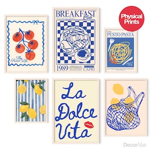 La Dolce Vita Art Print, Physical Kitchen Wall Art, Retro Italian Summer Art, Coastal Photo Set, Food & Drink Posters for Dorm Decor