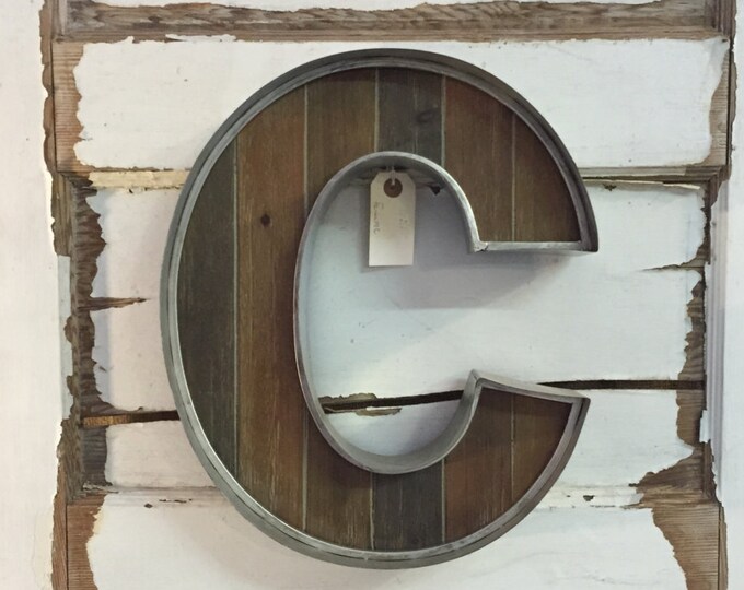Galvanized Metal and Wood Letter C Wall Decor Buy Asis or Etsy