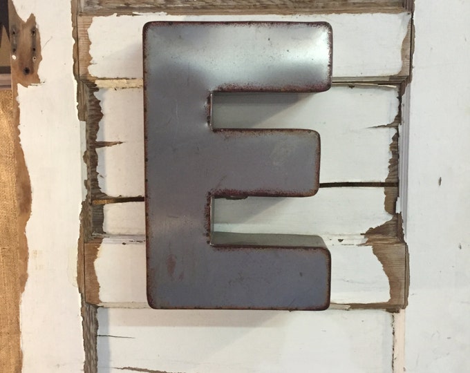 Galvanized Metal Letter E Wall Decor Alphabet Letter Etsy