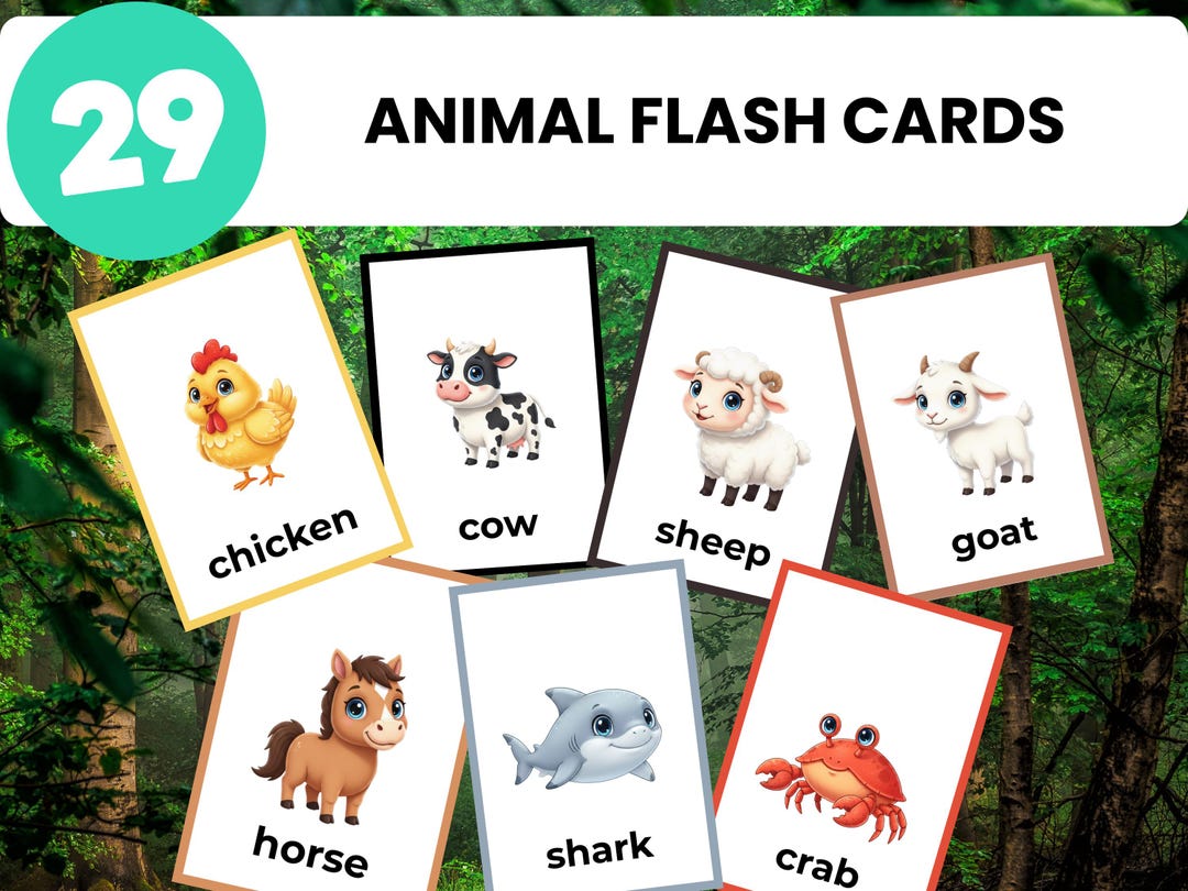 Animal Flashcards for Toddlers, Printable Animal Cards, Preschool ...