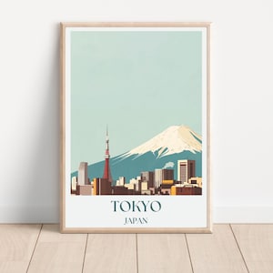 Tokyo Travel Poster | Japan Wall Art | Tokyo Skyline Print, Japan Landscape Art and Framed Prints Wall Art