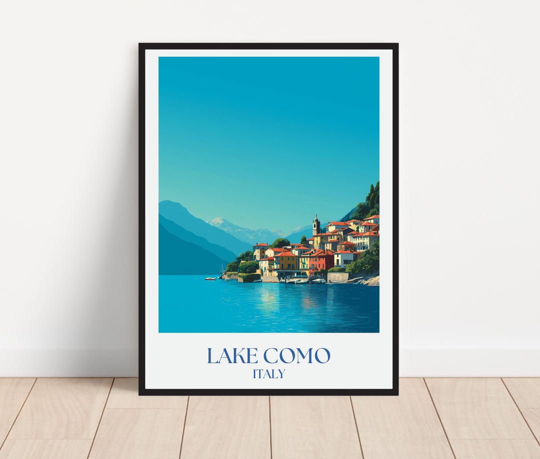 Lake Como Travel Poster Wall Art – Italian Skyline Print, Italy Home ...