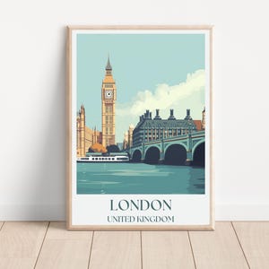 London Travel Poster | London Wall Art | London Skyline Print, United Kingdom Landscape Art and Framed Prints Wall Art England UK