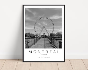 Black and White Montreal Poster – Minimalist Architecture Wall Art, Canada Print