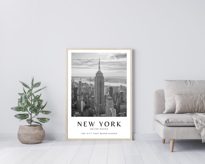 Black and White New York Poster – Minimalist Architecture Wall Art ...