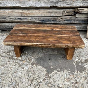 Rustic Oak Coffee Table | Reclaimed Solid Wood | Handmade Low Table | Natural Chunky Wood Furniture