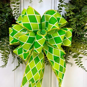 Green Harlequin Bow, Wreath Bow, Lantern Bow