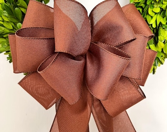 Chocolate Brown Wreath Bow, Fall Bow for Wreath
