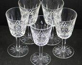 Set of 5, Waterford, Lismore, 5.5 Inch, White Wine Stems, made by Waterford Crystal Ltd