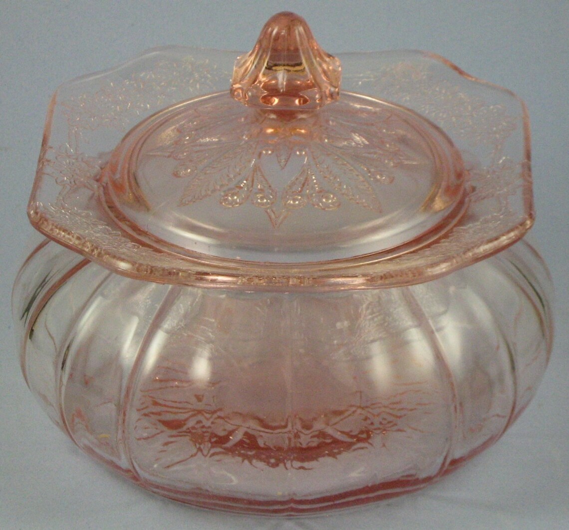 Vintage Adam Pink Depression Glass Candy Dish with Lid Etsy