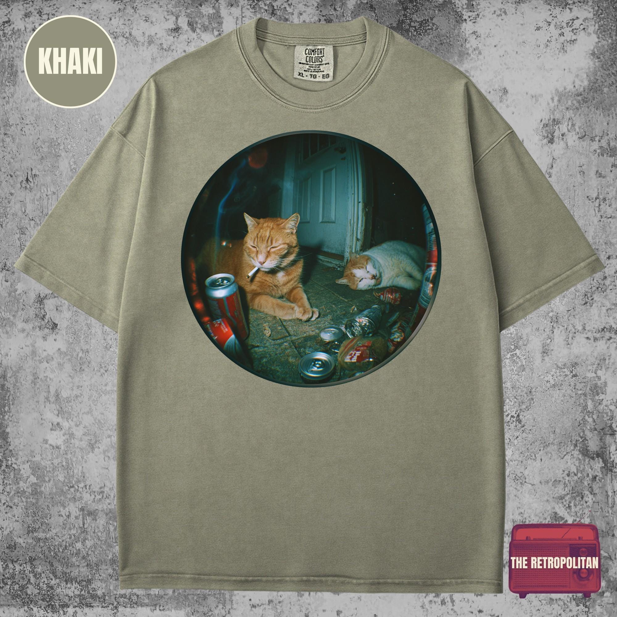 Smoking Cat Meme Shirt, VHS Vintage Grunge Graphic Tee, Smoking Cat ...