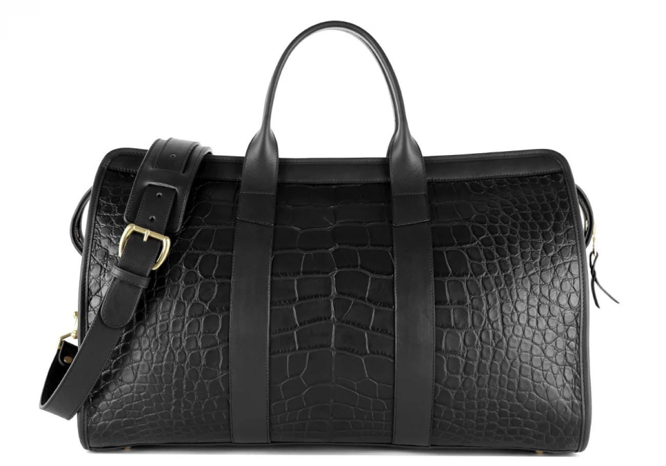 Crocodile Pearl Duffle Handbag - Pink