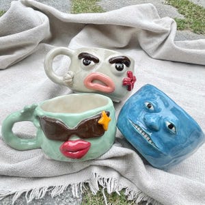 Handmade Face Mug – Whimsical Ceramic Coffee Cup