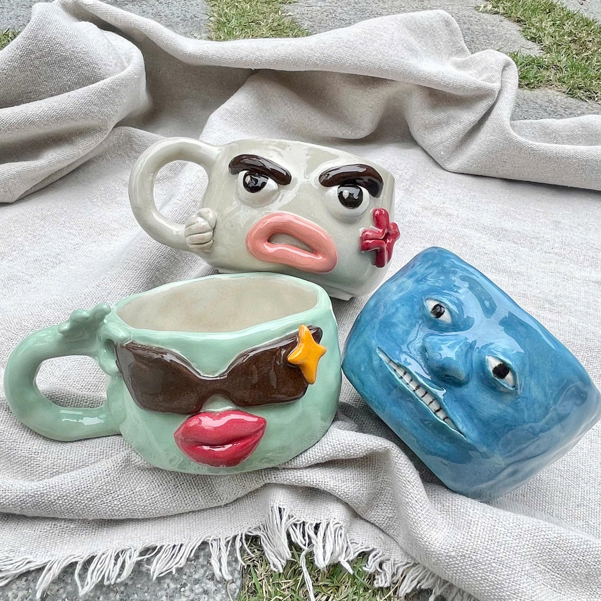 Vintage 3d face mug